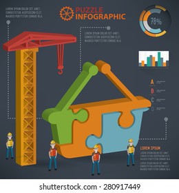 Basket puzzle info graphic design,three dimension,clean vector