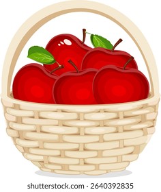 basket with red apples vector