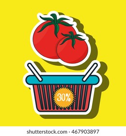basket red buy fruit vector illustration icon