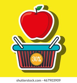 basket red buy fruit vector illustration icon