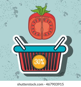 basket red buy fruit vector illustration icon