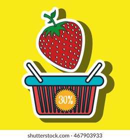 basket red buy fruit vector illustration icon