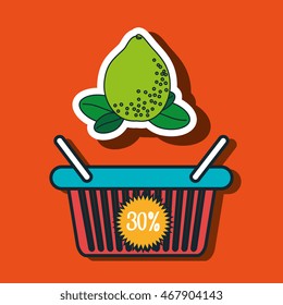 basket red buy fruit vector illustration icon