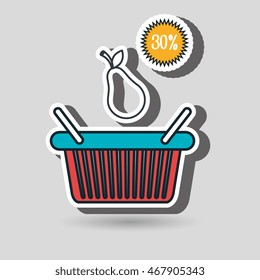 basket red buy fruit vector illustration graphic