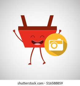 basket red commerce photographic camera icon vector illustration eps 10