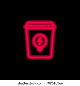 Basket red glowing neon ui ux icon. Glowing sign logo vector