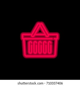 Basket red glowing neon ui ux icon. Glowing sign logo vector