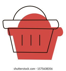 Basket  with red shadow icon. E-commerce shopping. 
Cart in the online store. Vector illustration for web, graphic design, ui, application logo. Isolated on white background.