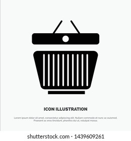 Basket, Retail, Shopping, Cart Solid Black Glyph Icon