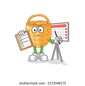 the basket schedule list vector. cartoon character