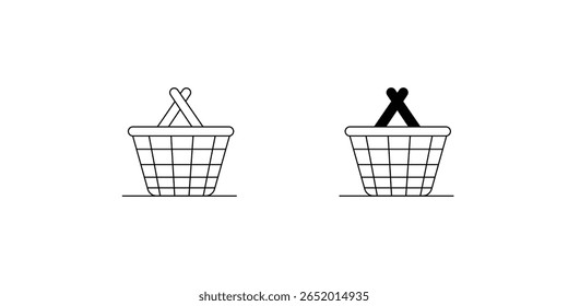 Icono de conjunto de cesta con fondo blanco Vector Ilustración de stock