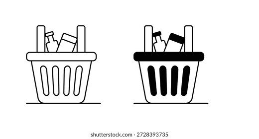 Icono de conjunto de cesta con fondo blanco Vector Ilustración de stock