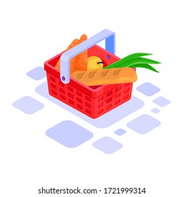 Basket with a set of products