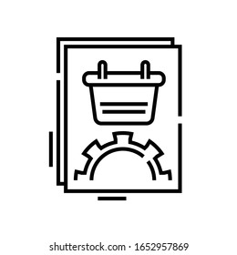 Basket settings line icon, concept sign, outline vector illustration, linear symbol.