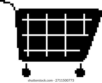 Ícone de pixel de 8 bits da cesta. Ilustração vetorial.