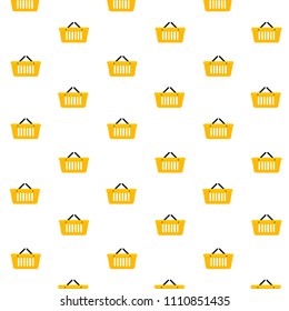 Basket shop pattern seamless. Vector shopping basket background for supermarket illustration