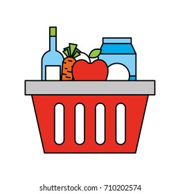 basket shopping with bottles drink products icon
