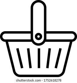 basket, shopping cart line icon isolated on white background 