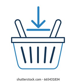 basket shopping with down arrow isolated icon