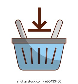 basket shopping with down arrow isolated icon