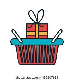 basket shopping with gift icon