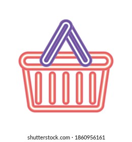 basket shopping icon in neon style vector illustration design