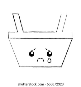 basket shopping kawaii character