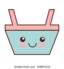 basket shopping kawaii character