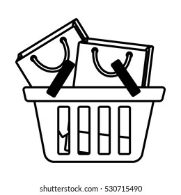 basket shopping many bag gift outline vector illustration eps 10