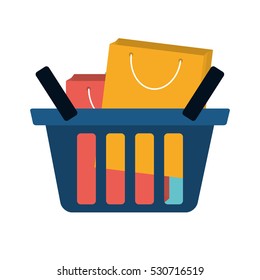 basket shopping many bag gift vector illustration eps 10