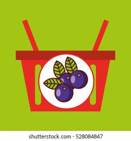 basket shopping plum juicy fruit vector illustration eps 10