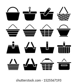 basket, shopping and purchase icons set