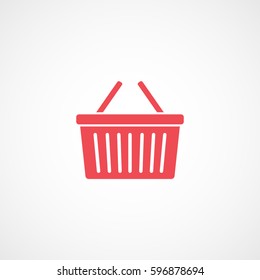 Basket For Shopping Red Flat Icon On White Background