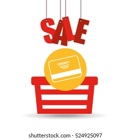 basket shopping sale credit card graphic vector illustration eps 10