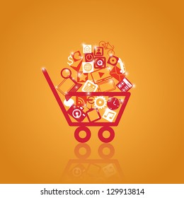 basket with shopping. vector media elements. eps10