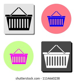 basket. simple flat vector icon illustration on four different color backgrounds