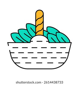 basket spinach line icon vector. basket spinach sign. isolated symbol illustration