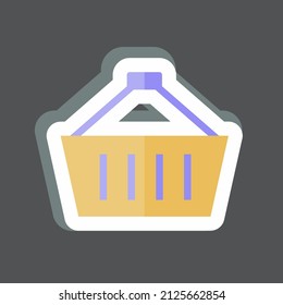 Basket Sticker in trendy isolated on black background