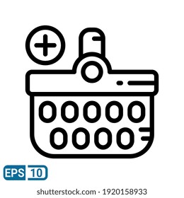 basket store and shopping icon in line style isolated on white background. vector illustration for online shop and website. EPS 10