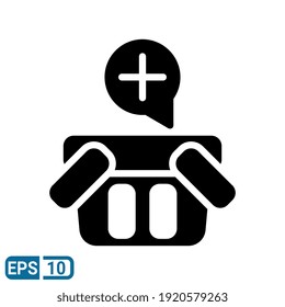 basket store and shopping icon in solid style isolated on white background. vector illustration for online shop and website. EPS 10