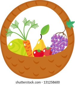 A basket of summer fruit and vegetables