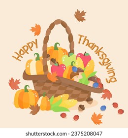 basket for thanksgiving season, vector illustration