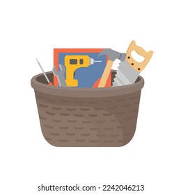 Basket with tools - vector clipart