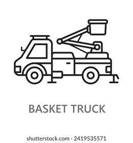 Basket Truck icon. line vector icon on white background. high quality design element. editable linear style stroke. vector icon. 