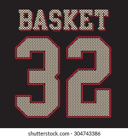 Basket typography, t-shirt graphics, vectors