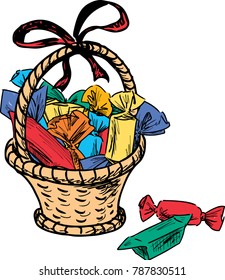 Basket with various sweets