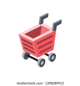 Basket. Vector 3d isometric color icon new flat style. Creative illustration, idea for infographics.