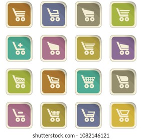 Basket vector colored paper stickers with icons