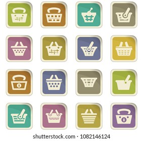 Basket vector colored paper stickers with icons