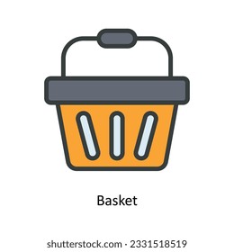 Basket Vector   Fill outline Icon Design illustration. Kitchen and home  Symbol on White background EPS 10 File